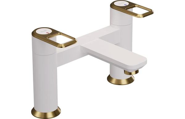 Abode Levarto Deck Mounted Bath Filler - Matt White & Brass